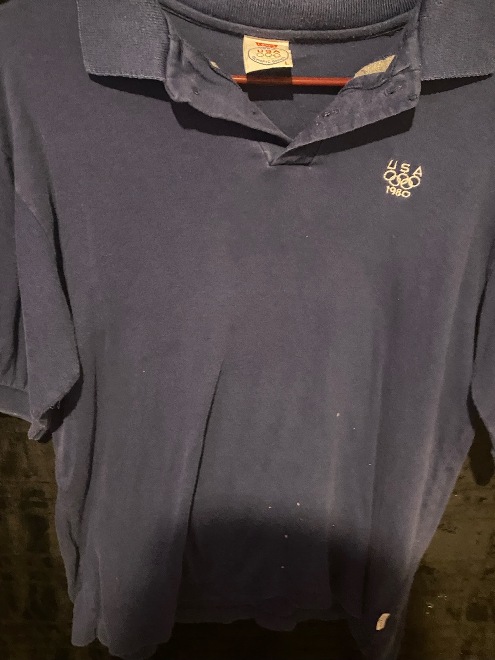 Levi's Navy Polo with USA 1980 Olympic Embroidery